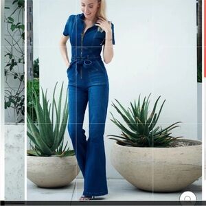 Sukiso Short Sleeve Denim Jumpsuit NWT Medium